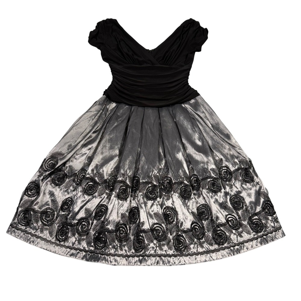 Vintage Y2K Whimsigoth SL Fashions Black Metallic Homecoming Cocktail Dress 8